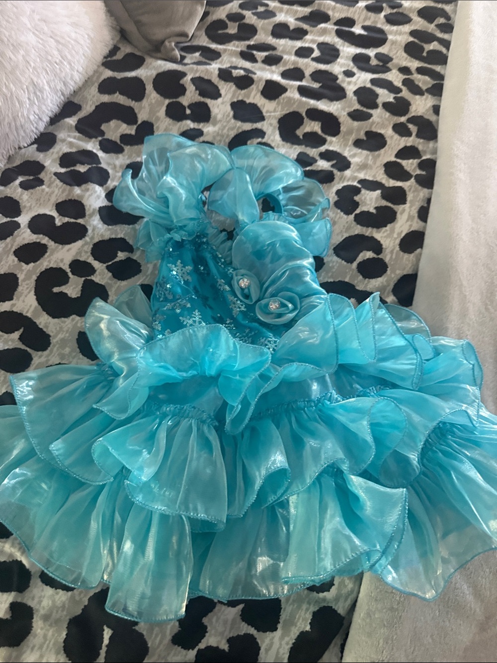 Glamour dance solo Turquoise Ruffled Dance Costume